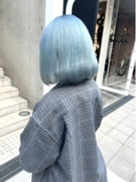 オズ 梅田店(OZ) ハイトーンカラー＃水色＃艶髪＃ボブ＃ケアブリーチ