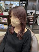 シースルーバング/チェリーピンク/インナーカラー