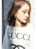 グレージュカラーシルキーべージュ、デザインカラー斜めバング