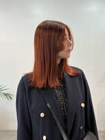 ネイヴィル オモテサンドウ(navile omotesando)&nbsp;外ハネきりっぱなしブリーチなしオレンジブラウン