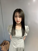 韓国風スタイル/くびれヘア/ワンホンレイヤー/ロング/オリーブ