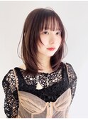 前髪カットミディアム美髪顔周りレイヤー_ba532972