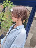 大人可愛い小顔ショート/2wayバング/透明感アッシュベージュ