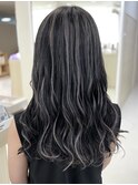 レイヤーカット細めハイライト白髪ぼかし海外レイヤー東京銀座