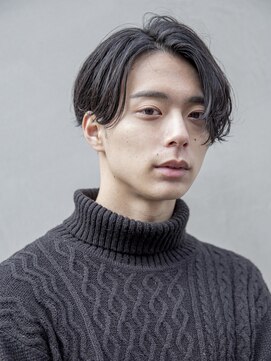 シティ(CITY) フェザーパーマブルーブラックニュアンスパーマセンターパート