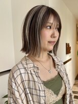 ビファインクーアヴェダ(Be fine coo AVEDA)&nbsp;チャンキーハイライト　ハイトーンデザインカラーボブ/