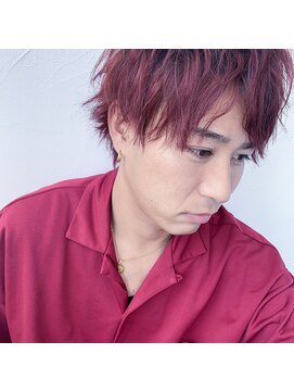 テクライズ 豊橋店(TECHRISE) ワインレッド×グラデーションカラー×メンズショート