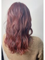 モルニ(MORNI)&nbsp;チェリーレッド_マロンベージュ Aラインボブ かきあげ