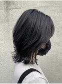 ＊くびれミディアムレイヤーカット！ネオウルフヘア黒髪ウルフ