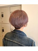 ダブルカラー ショート ミルクティーピンク ベージュ