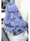 韓国ロングヘア×シールエクステ×ホワイトブルー