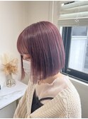 ＊ブリーチなしラベンダーピンク前下がり丸みボブ＊