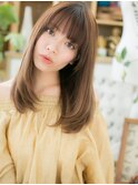 厚めバング大人可愛いミルクティーブラウンc6大宮20代30代40代