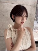 大人かわいいショートボブ/耳掛けショートレイヤー/透明感カラー