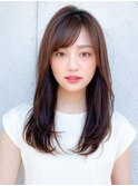 大人可愛い毛先パーマ♪厚めバングローライトデザインカラー☆