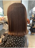 髪質改善ストレート×ナチュラルカラー×外はね×ブラウン