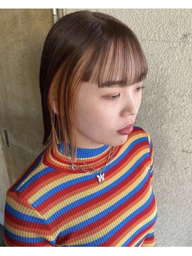 ガーデンヨコハマ(GARDEN YOKOHAMA) 似合わせカットボブ オレンジ イヤリングカラーメルティカラー