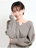 黒髪/グレーベージュ/レイヤーロング/前髪パーマ[新宿駅]