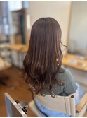 ★小顔薄めバンググレーベージュレイヤーロング