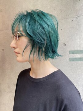 キャロルガーデンズ ボコカ 表参道(Carroll Gardens bococa) ケアブリーチ/エメラルドグリーン/ボブ/ダブルカラー【azu】