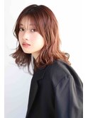 大人可愛いミディアムソフトウルフブラウン×レイヤーミディアム