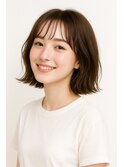 透け感シースルーバング切りっぱなしボブ