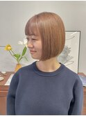 ミニボブ冬カラー透明感カラーダブルカラーピンクベージュ暖色