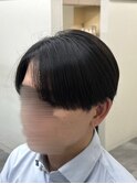 フェザーパーマ/グレーブルーカラー／刈り上げショートパンク