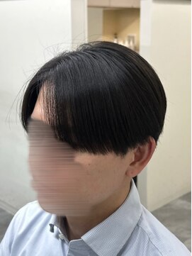 フェザーパーマ/グレーブルーカラー／刈り上げショートパンク