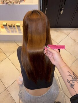 ハイライトカラーミルクティーベージュケアブリーチダブルカラー