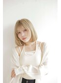 ぱっつんボブ/顔まわりカット/ブリーチダブルカラー