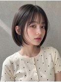 アッシュグレーブリーチなしタンバルモリくびれボブ内巻きボブ☆