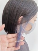 ブルーのイヤリングカラー×ボブ