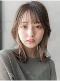 大人かわいい前髪セシルカットココアブラウンフリンジウェーブ