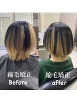 クロス(CROSS)&nbsp;ブリーチ毛縮毛矯正Before/after