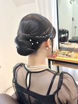 【銀箔パール★飾り付き】タイトシニヨン　satsuki