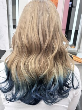 ジェプシー(JPCY) 裾カラー/エンドカラー/ブルー/ミルクティーベージュ