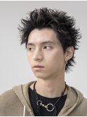 ザクザクスパイキーショートピンパーマアップバングショート