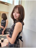 横浜韓国ミディアムレイヤーハッシュカットブラウン
