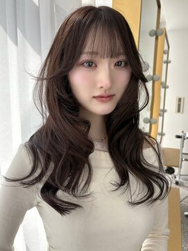 ボタン 熊本(VOTAN) 韓国ヘア/レイヤーカット/フォワード巻き/チョコレートブラウン