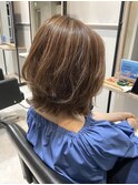 白髪染めのデザインカラー×レイヤーボブ