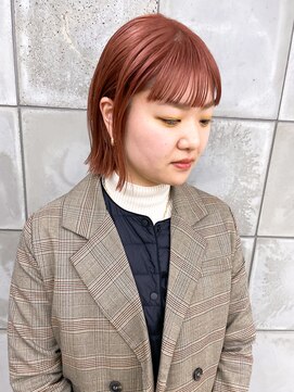 トゥコ(tuco) 切りっぱなしボブぱつっとボブオレンジカラーぱっつん