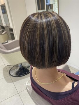 アース コアフュールボーテ 上田店(EARTH coiffure beaute) ダークブラウンハイライトカラー白髪ぼかし