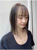 切りっぱなし肩上ストレートヘア前髪カットトリートメント
