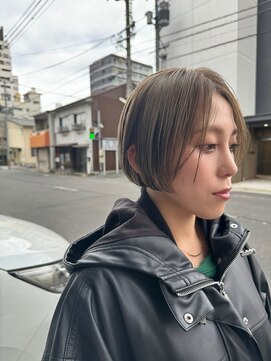 ハイバレーヘアーメゾン(HIGH VALLEY HAIRMAISON) ミニショートベージュミルクティーボブ岡山南中央町
