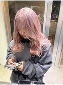 切りっぱなしボブ エアリーロング 美髪 ピンクブラウン