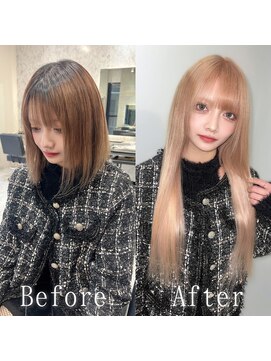 エクステ専門店 あるじゃんすー 水戸店 ピンクブロンド#シールエクステ#ピンクベージュ#韓国#水戸