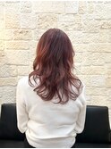 魅惑的な艶感の赤系カラー 髪質改善TR ゆるふわウェーブパーマ#2