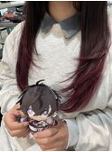 にじさんじ 佐伯イッテツ レイヤーカット 裾カラー ボルドー