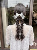 編み下ろし/ツイン/ヘアセット/ヘアアレンジ/結婚式ヘア